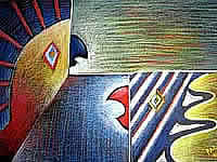 Pastel on canson paper sketch entitled 'Lets Face It'